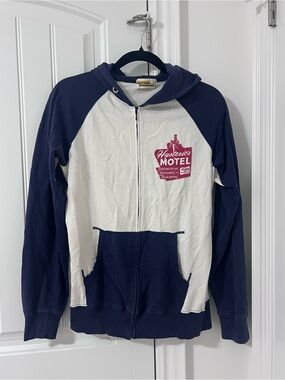 Hysteric Glamour Navy and Cream Two-Tone Zip Hoodie